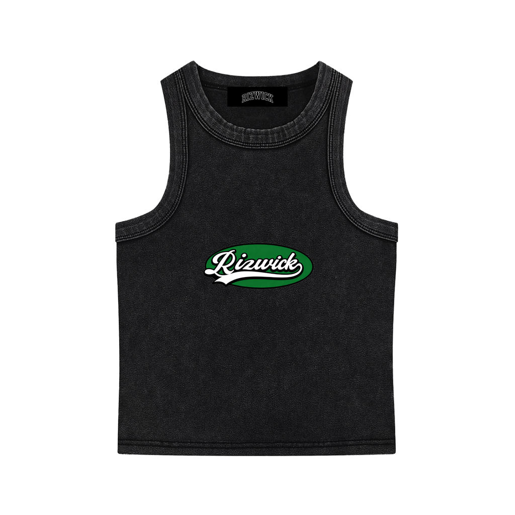 RIZWICK ‘G’ Black Washed Tank Top