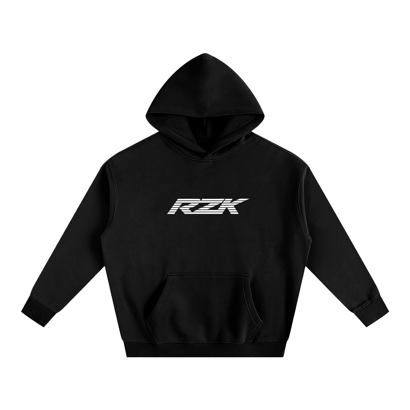 RIZWICK 'RZK' Black Oversize Fleeced Hoodie