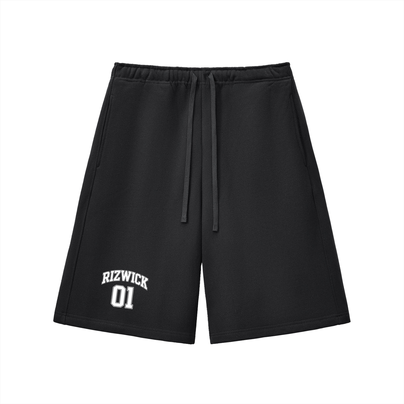 RIZWICK ‘01’ Black Heavyweight Fleece Shorts