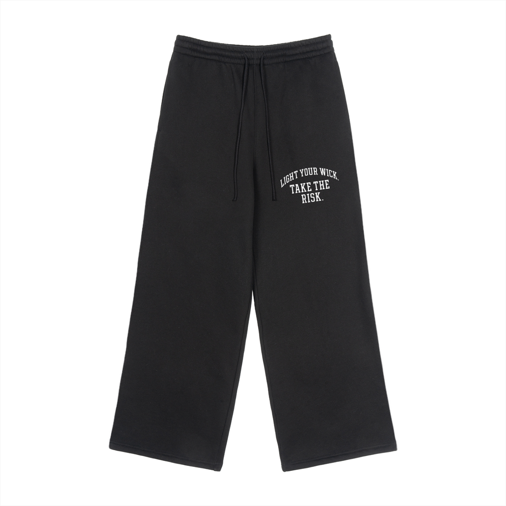 RIZWICK 'LYWTTR' Black Fleece Drawstring Straight-Leg Sweatpants